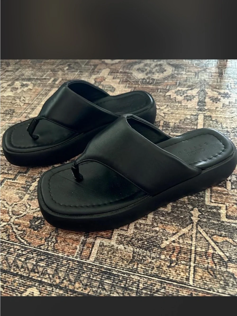 ASOS Black Platform Slide Sandals with Wide Strap